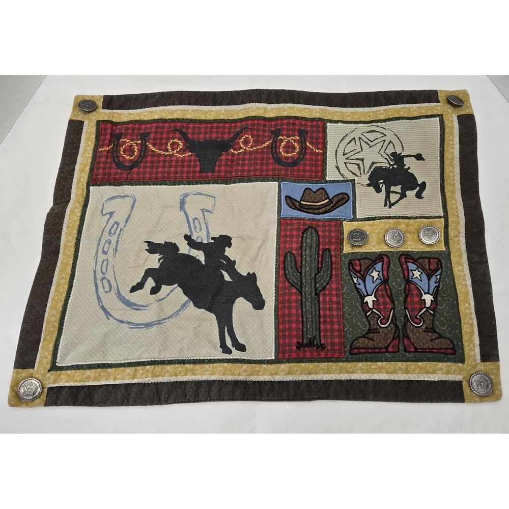 Set of 4 Vintage Western 13" x 18" Cotton "Hat Horse Cactus Boot" Placemats